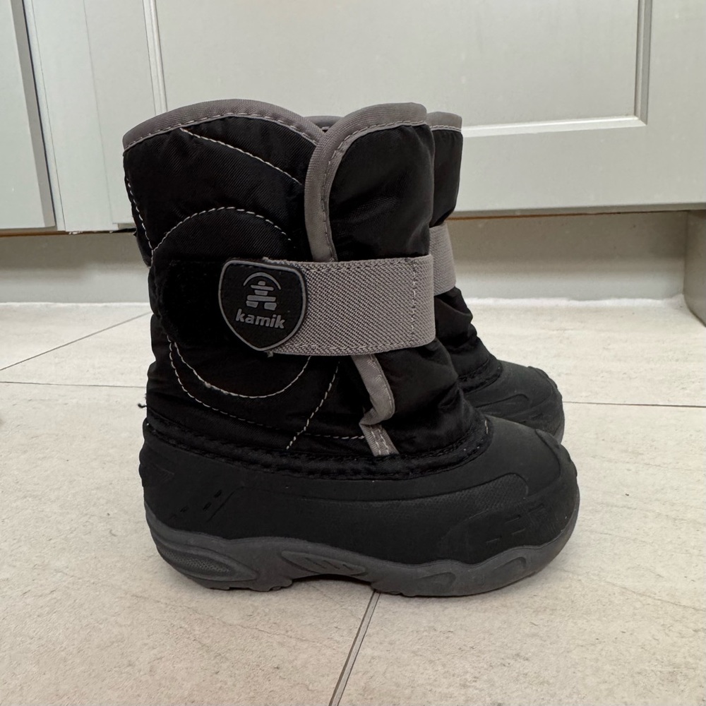 Kamik Black and Gray Kids Snow Boots
